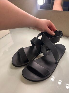 Handmade greek black leather gladiator sandals